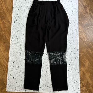 Black pants with lace insert